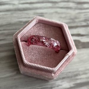 Plastic Pink/Silver Ring - Size 10.5